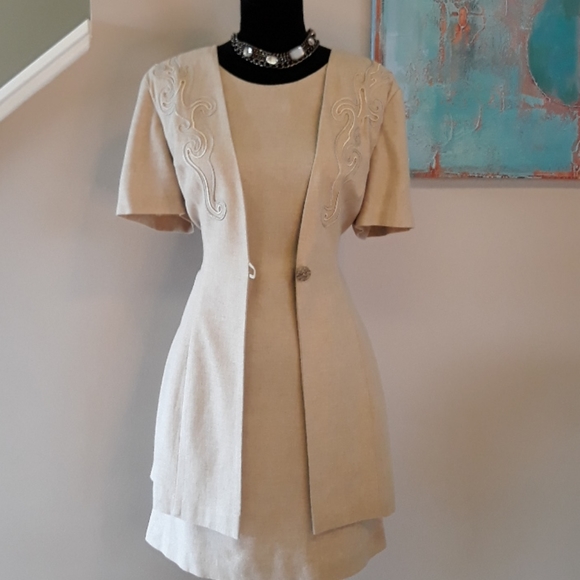 Vintage/Dawn Joy II/Tan/Embroidered/ Dress - Picture 9 of 11